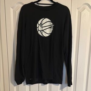 Nike Black Long Sleeve with White Basketball Logo